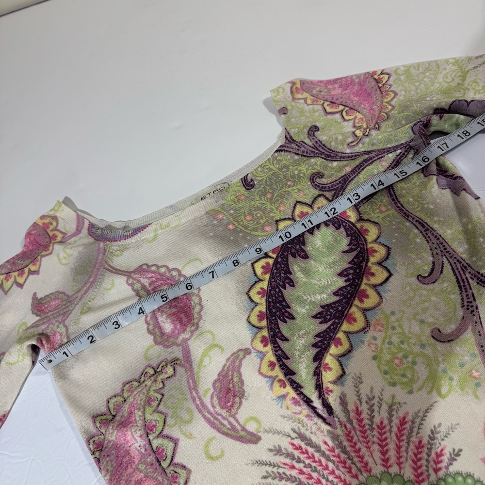 Etro Milano Scoop Neck Paisley Long-Sleeve Lightweight Sweater IT44 (US-Medium) - Picture 3 of 8
